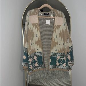 Aztec Boho Fringe Cardigan Sweater